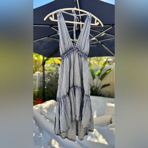 Vintage 90’s DEVI Three-Tier Flowy Light Faded Denim Dress - OSFM